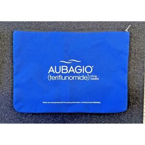 Aubagio Teriflunomide Blue Zipper Pouch Travel Pharmaceutical Bag Case